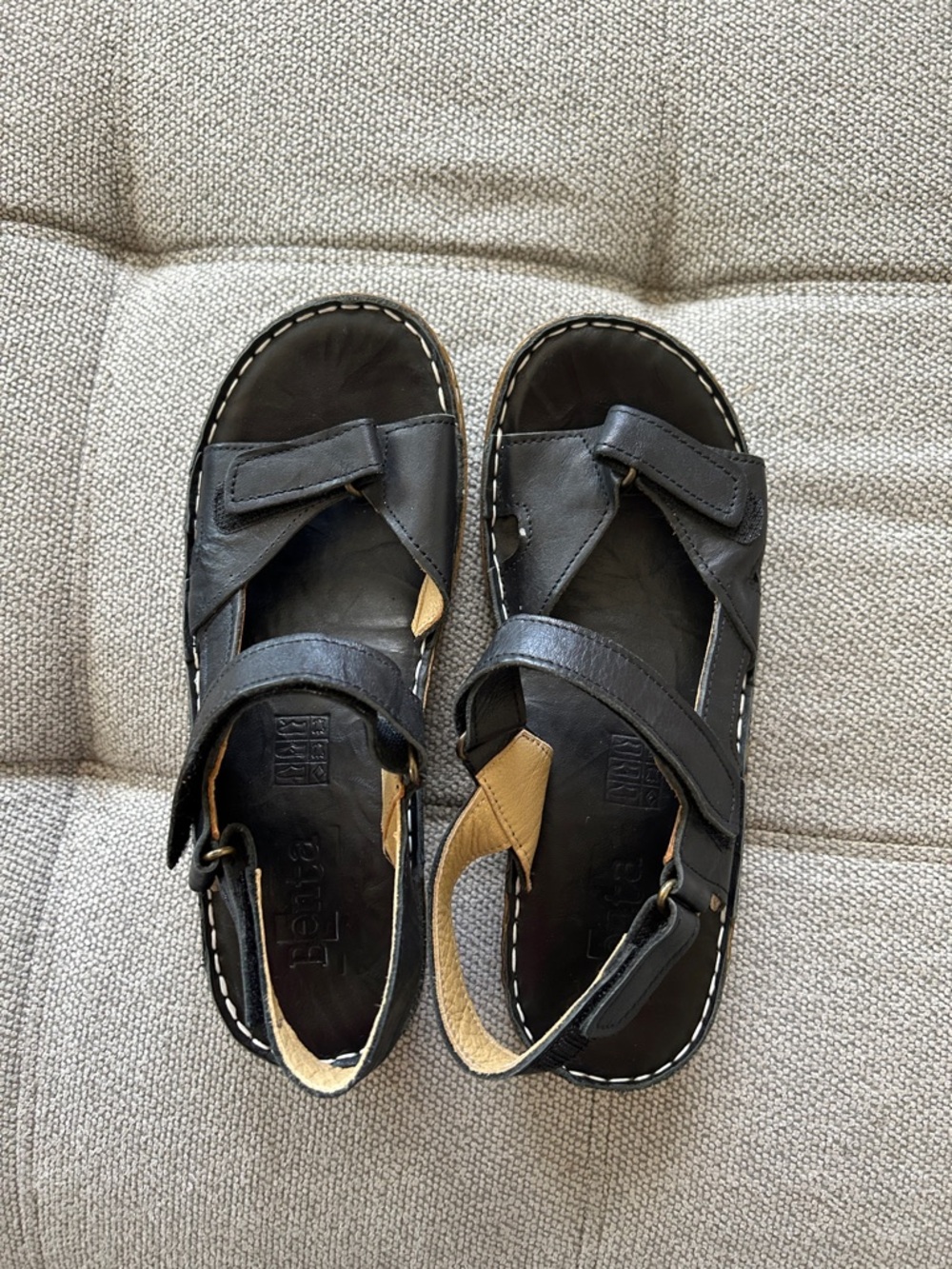 Born Black Leather Women’s Sandals with Tan Accent
